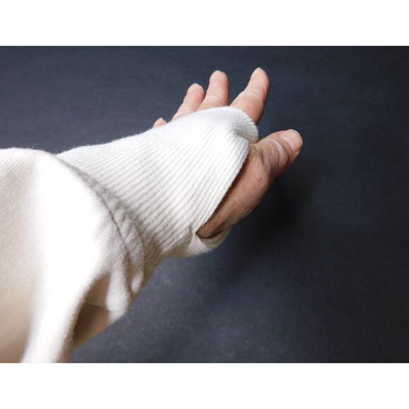Woman's Quarter Zip Sweatshirt Dynamic Fleece Sz. L Off White Thumbhole Cuff - Picture 5 of 9